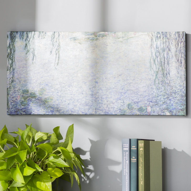 «Water Lilies, Morning» par Claude Monet, reproduction d'art sur toile tendue, H 14 po x l 32 po x P 2 po