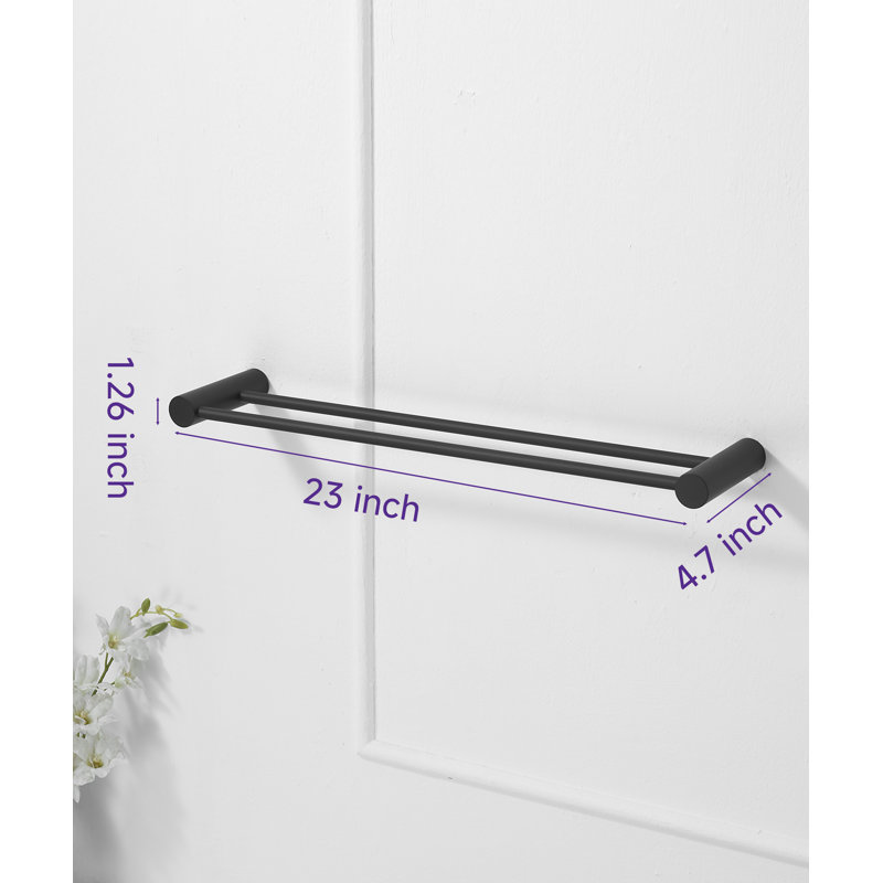 24 po Porte-serviettes mural moderne pour salle de bain, Noir mat