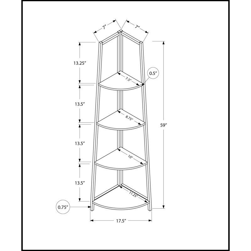 Corner Etagere Bookcase with 4 Tiers, 60 Inch Height, Perfect for Office and Bedroom Storage and Display