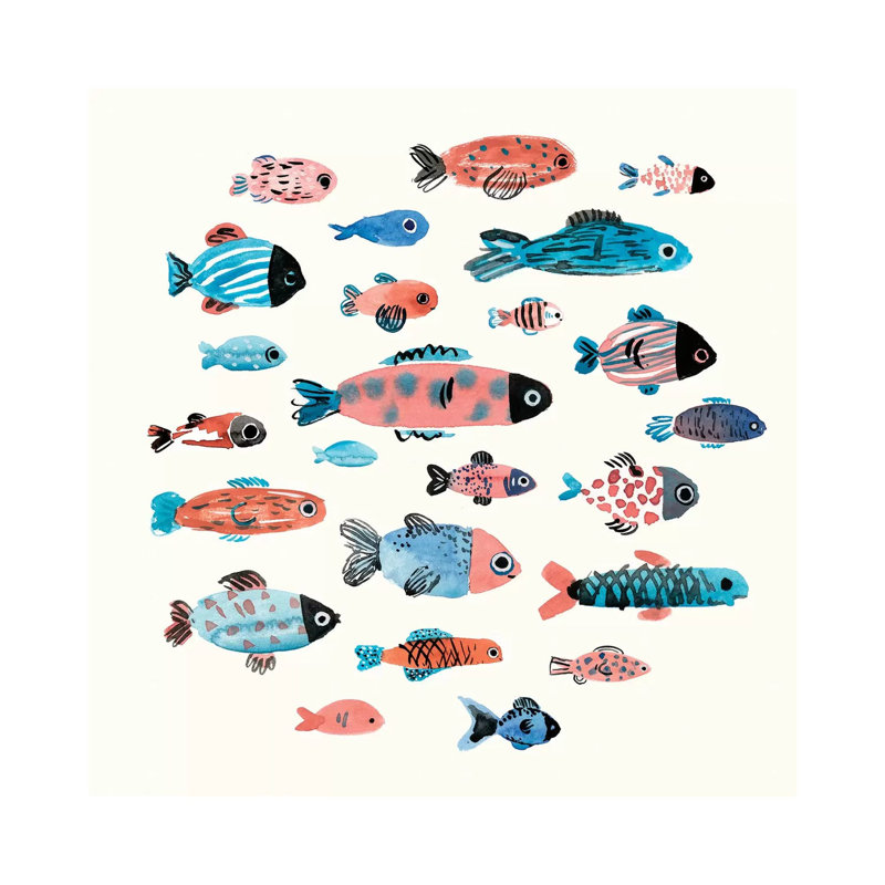 Fish School II by Annie Warren - Wrapped Canvas Print, 30.48 cm H x 30.48 cm W