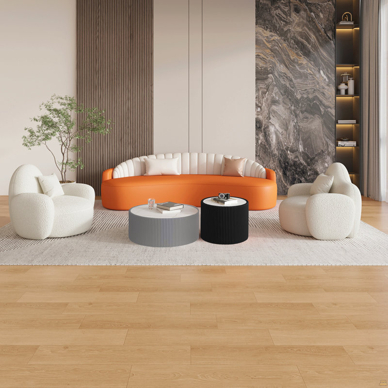 Table basse moderne en cuir fritté clair, Gris