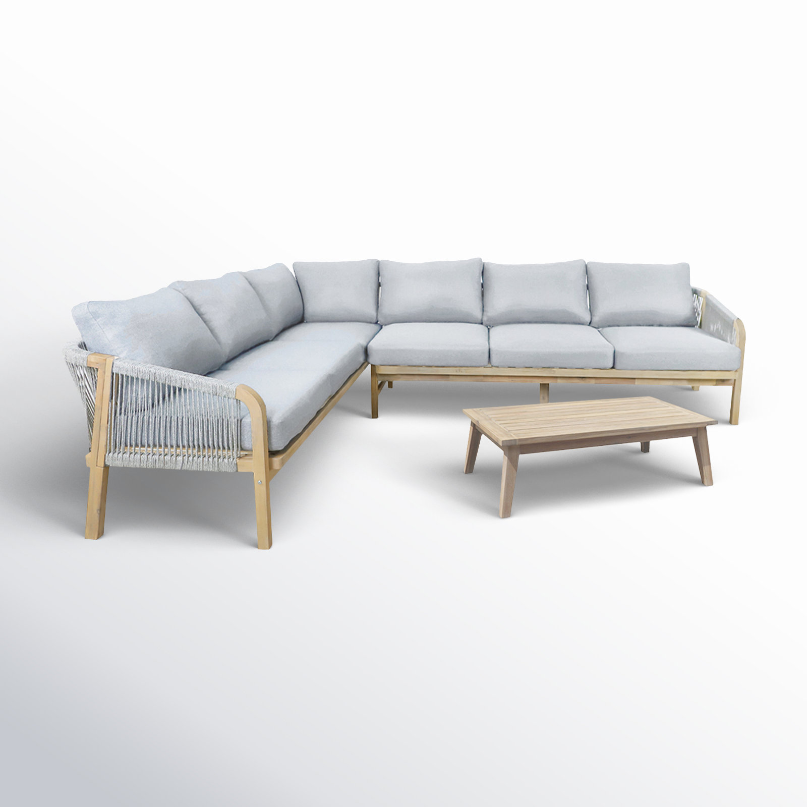 Bowery 5-Person Acacia Patio Seating Group, Gray