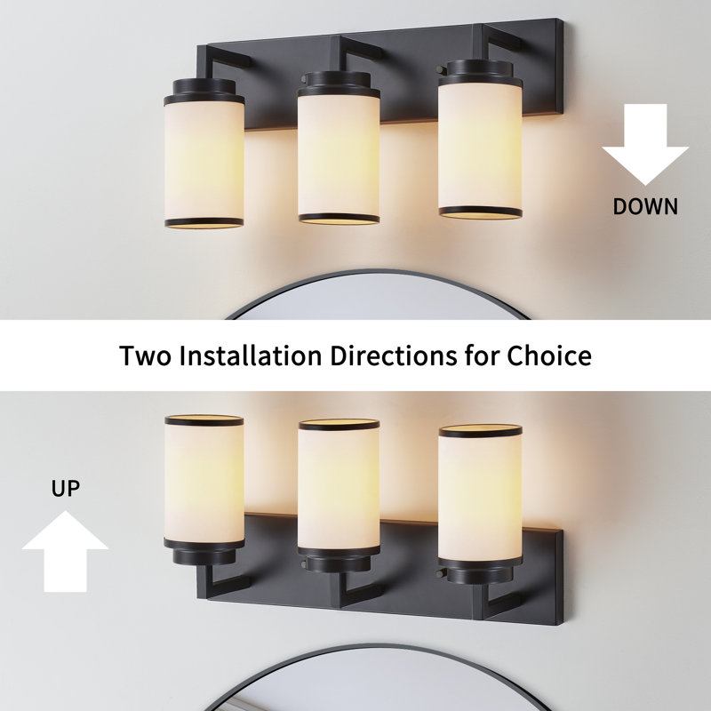 Dimmable Transitional Vanity Light, Matte Black, 3 Lights