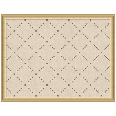 Kate and Laurel Framed Fabric Pinboard Green Lattice Pattern Printed Linen Casual Bulletin Board for Use as a Vision Board or Wall Organization