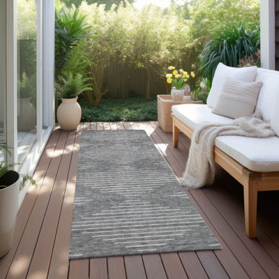 Machine Washable Indoor/Outdoor Chayden ACN1016 Charcoal Rug