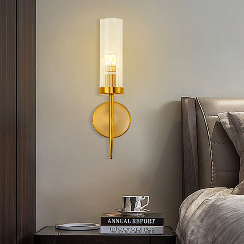 Ilgar Golden Wall Lamp with Transparent Glass Lampshade