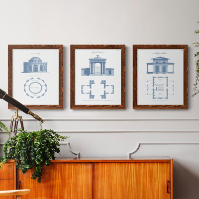 «Garden Structures I», ensemble de 3 reproductions d'art sur toile encadrées