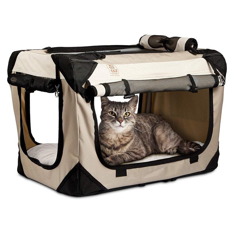 Plastic Collapsible Soft-Sided Crate, Tan