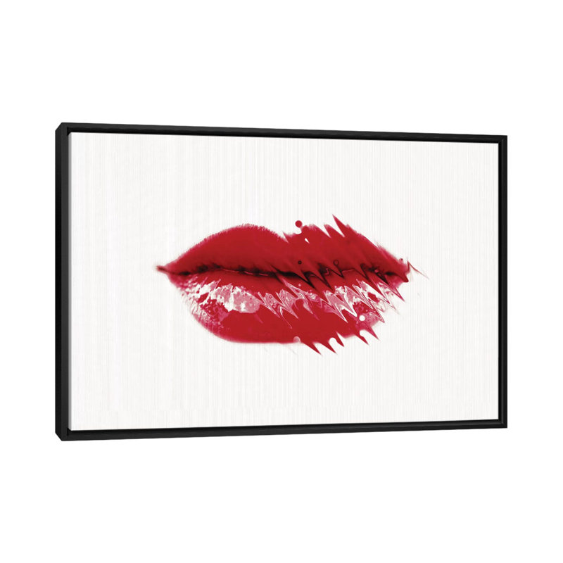« baiser me baby », reproduction sur toile, H 18 po x l 26 po x P 1,5 po, Toile encadrée noire, Pas de tapis