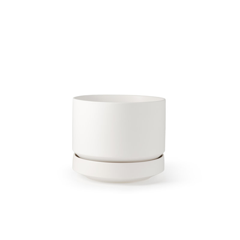 Pot à fleurs en céramique Byer, Blanc, H 7,5 po x l 8,75 x P 8,75