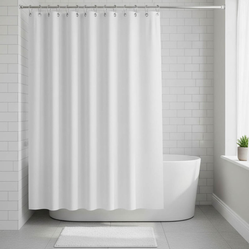 Waffle Weave Fabric Shower Curtain Waterproof