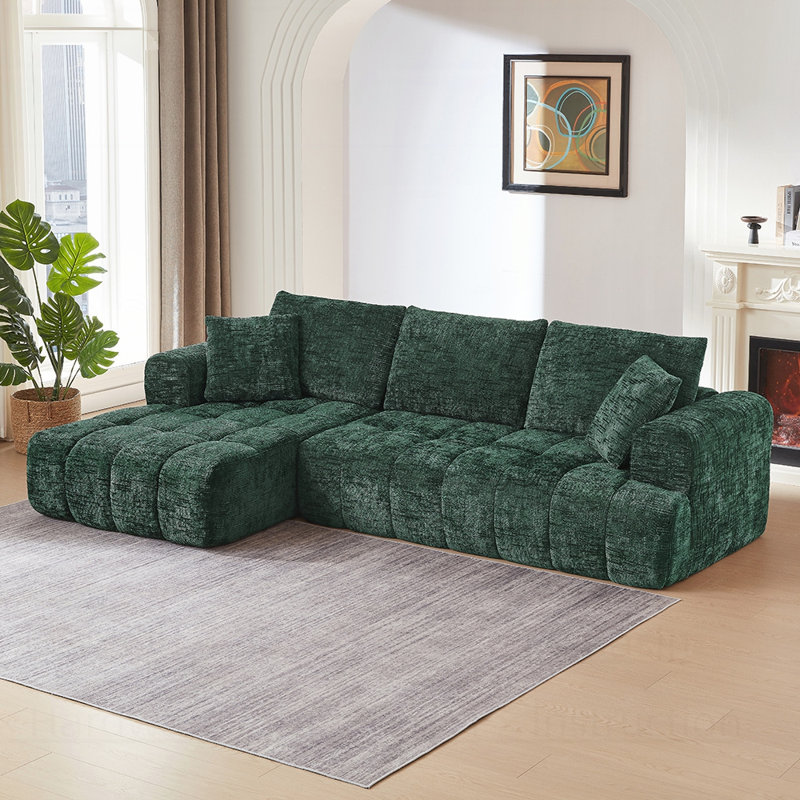 Canapé modulaire surdimensionné en L Chenille, design minimaliste, canapé-lit confortable pour les salons, les appartements et les espaces de réception