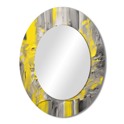 Mustard Yellow And Vivid Gray IV - Yellow Oval Wall Mirror Decor