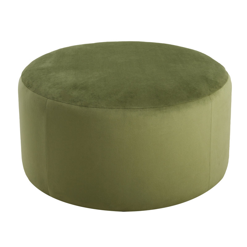 Olive Velvet Round - 16.86 Inches Tall, 31.35 Wide, Act As Side Table Or Footrest, Modern And Sophisticated Decor In Height, Width, Use Footrest Table, Elegant Contemporary Design