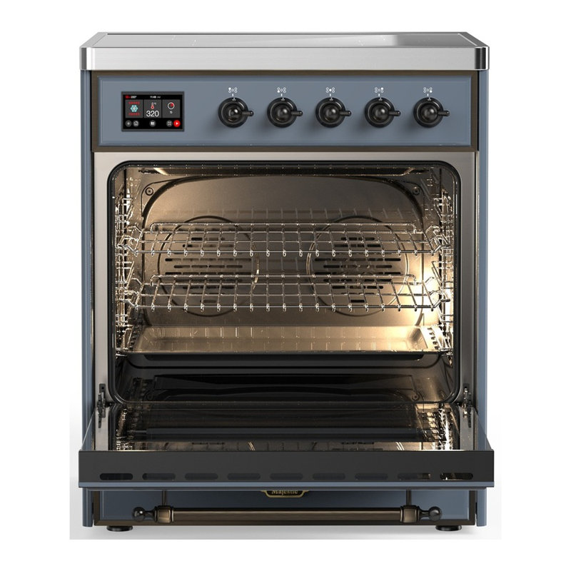 Majestic III Series 30 Inch Induction Range with 4 Induction Elements in Matte Graphite (Brass Trim), Blue Gray, Burnished