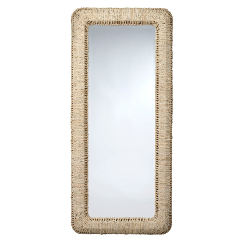 Miroir de plancher Holo, cadre de 76 pouces de hauteur, cornhusk naturel brun