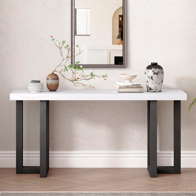 Console avec pieds en pin massif, Blanc