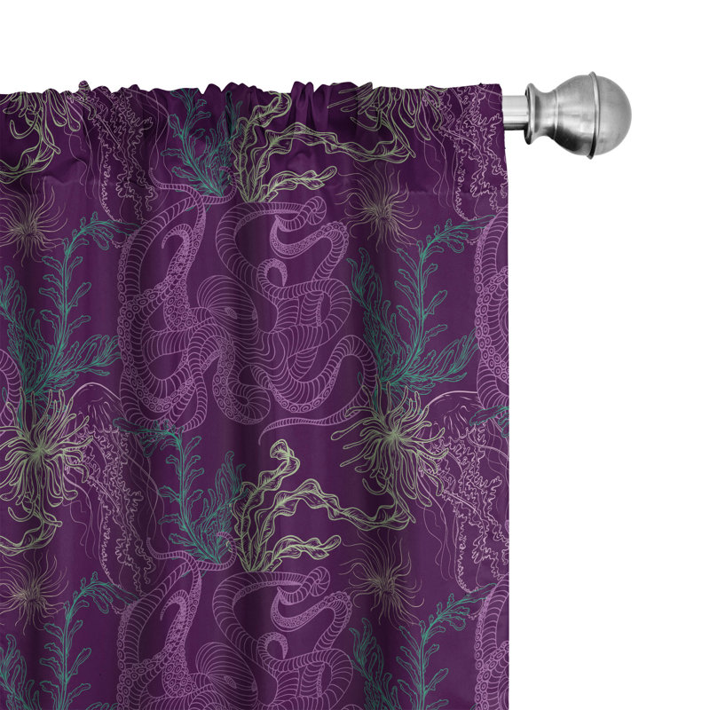 Octopus Semi-Sheer Rod Pocket Curtain Panels, 28" x 95"