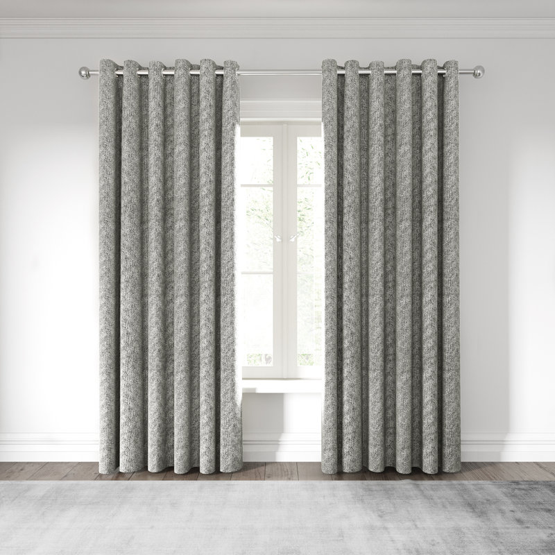Hana Room Darkening Curtain, Silver, 168cm Width x 228cm Drop