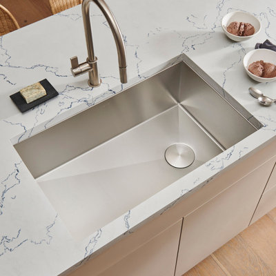 Ruvati 27-inch Slope Bottom Offset Drain Undermount Kitchen Sink Single Bowl Stainless Steel