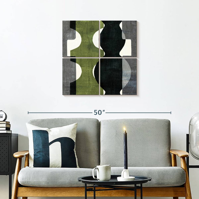 Déco géométrique Avery avec vert, H 26 po x l 26 po