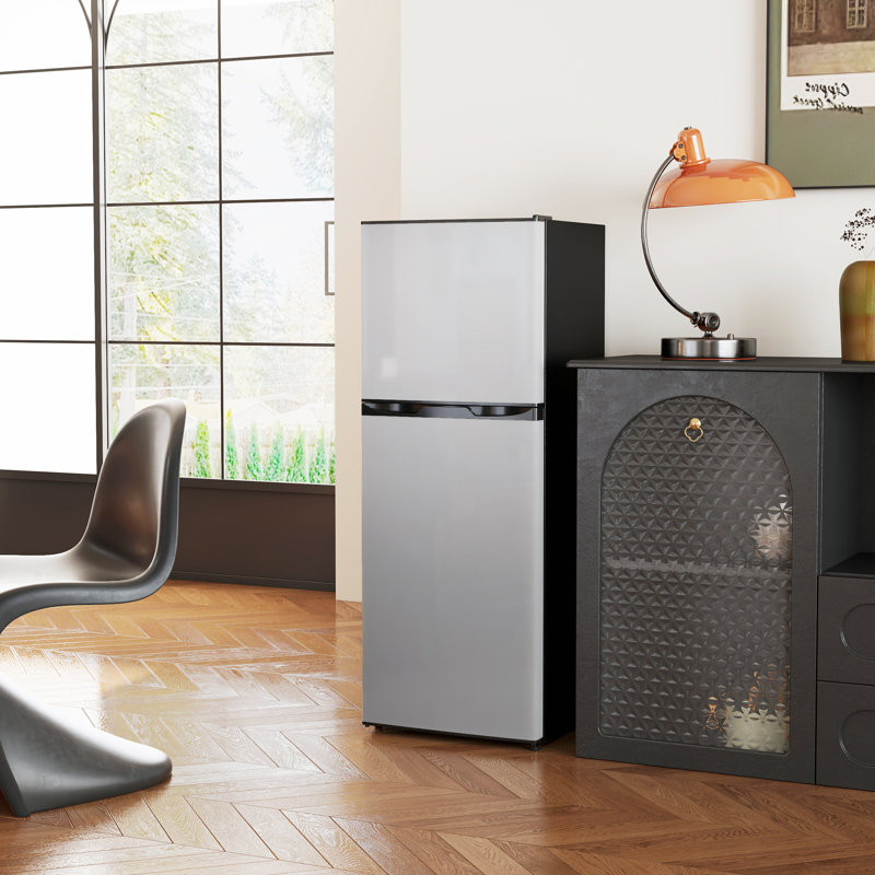 Mini réfrigérateur avec congélateur et petit réfrigérateur 2 portes 4,6 pieds cubes, Argent argent
