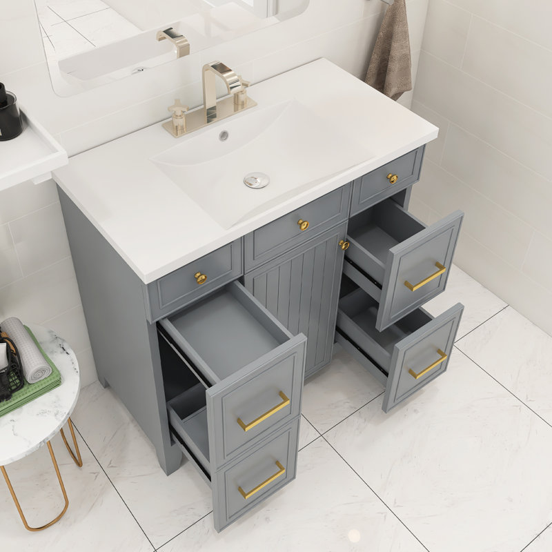Ensemble de meuble-lavabo simple 36 po Rachella, Gris