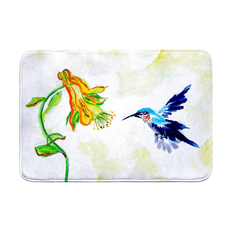 Hummingbird & Yellow Flower Bath Mat