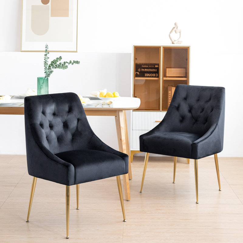 Chaise parsons en velours Julietta, Noir