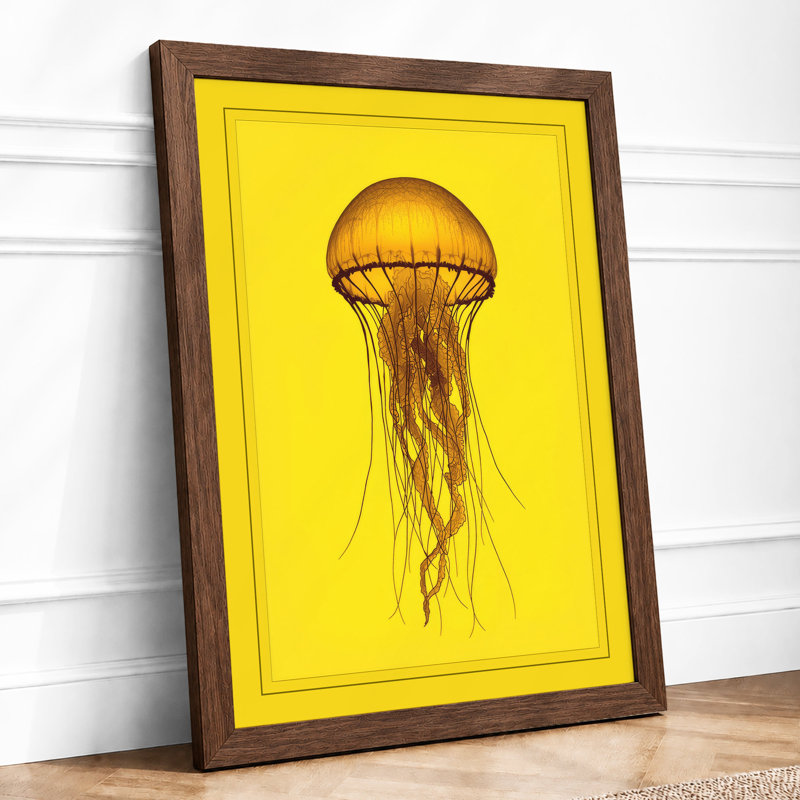 Drifting Jellyfish Botanical - Print, A2 - 59.4 x 42.0 cm, Walnut
