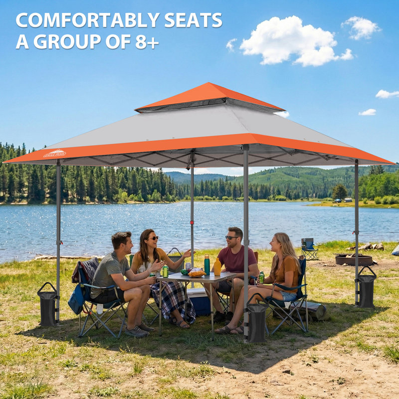 Pop Up Canopies 13 Ft. W x 13 Ft. D Steel Outdoor Straight Leg Canopy, Orange