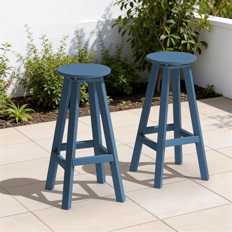 Tabourets de bar pivotants en HDPE avec repose-pieds (ensemble de 2), Marine