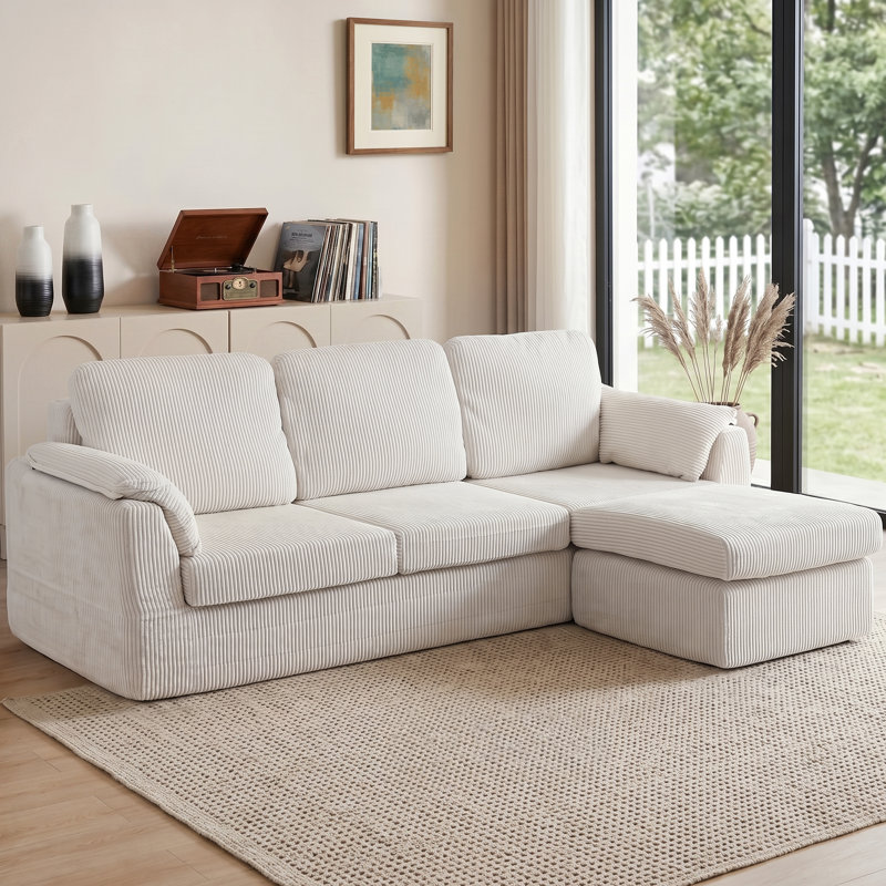 Canapé modulaire avec méridienne Cloud-Like, Tissu blanc