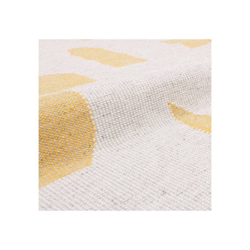 Tapis jaune en laine tissé à la main, Tapis de couloir 2 pi 6 po x 9 pi
