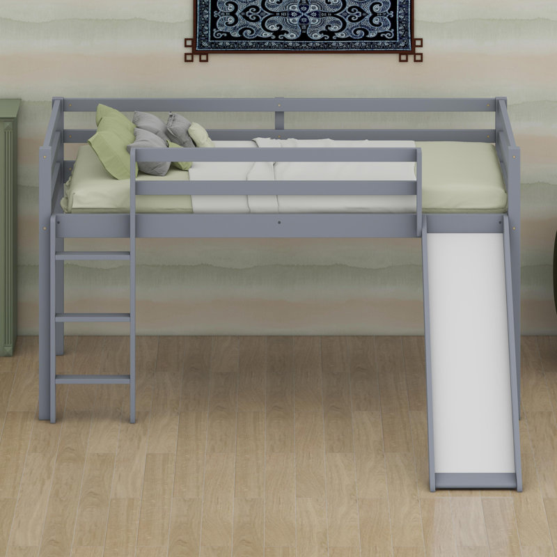 Fun Loft Bed with Slide, Ladder, and Full Safety Guardrails, White