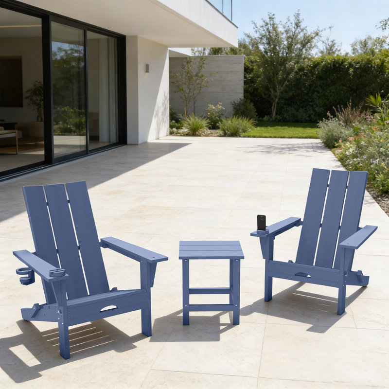 Ensemble de chaises pliantes pour 2 personnes Adirondack avec table d'appoint, Bleu