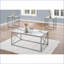 Ensemble de tables basses 3 pièces en métal gris avec aspect marbre blanc, robuste pour le salon-1030635542