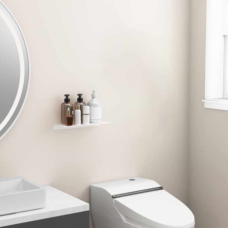 Tablette flottante blanche pour le rangement mural, tablette murale en métal pour le salon / salle de bain / cuisine / chambre à coucher, petite tablette de présentation de 12 po pour les objets de collection