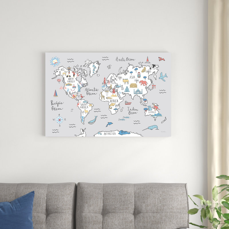 Carte du monde pastel, H 24 po x l 36 po