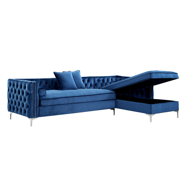 Canapé modulaire réversible Leonardo, Orienté à droite (vu de face), Bleu marine