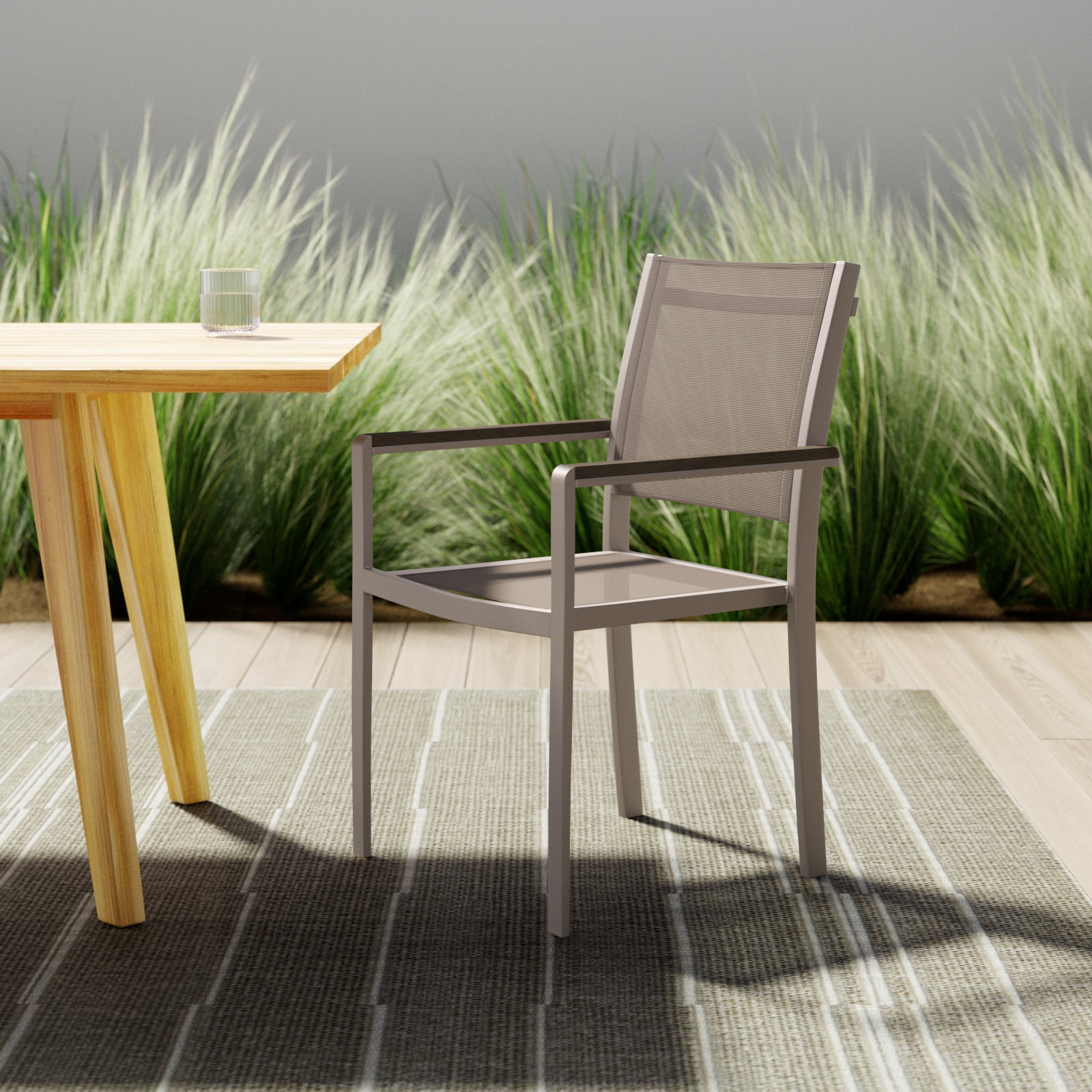 Wade Logan® Aynura Stackable Patio Armchair, Gray