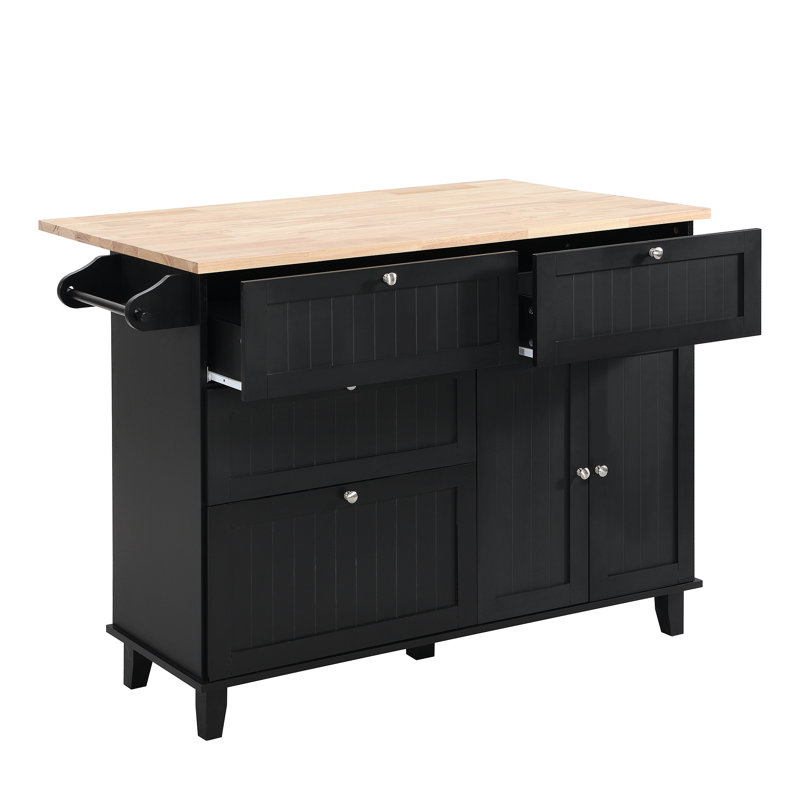 Ensemble d'îlot de cuisine Farmhouse avec abattant et 2 sièges, ensemble de table de salle à manger avec armoire de rangement, tiroirs et porte-serviettes, noir et brun rustique