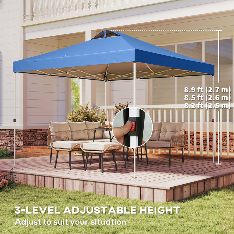 Auvent escamotable imperméable 9,8 pi x 9,8 pi, bleu