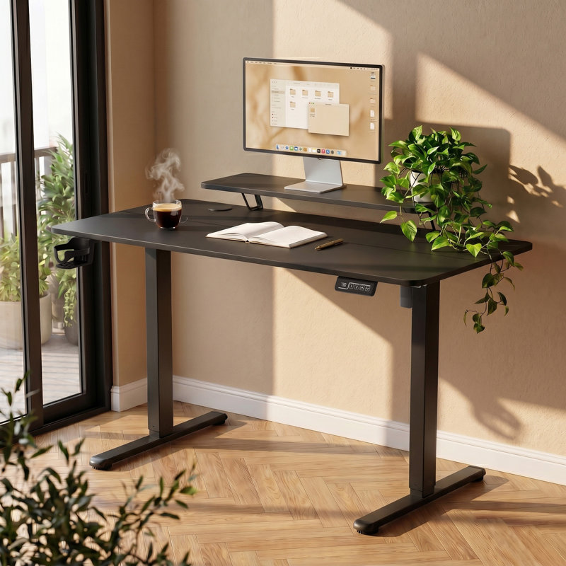 Bureau de jeu debout à hauteur réglable Kreutzer, Noir / Noir, H 28,7 po x l 47,24 po x P 23,62 po
