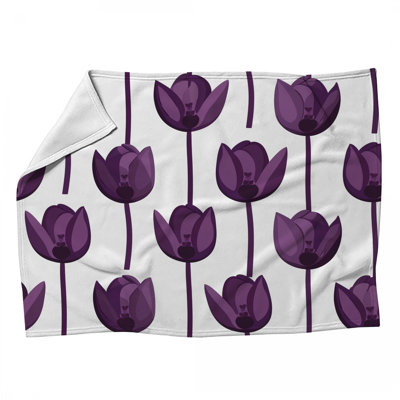 Tulips Fleece Throw Blanket - Floral Throws for Sofas or Beds