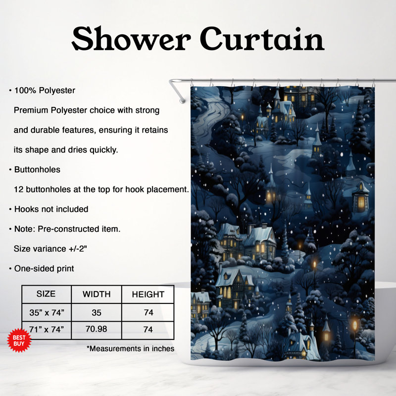 Rideau de douche Nightly Festive - Premium, H 74 po x l 71 po