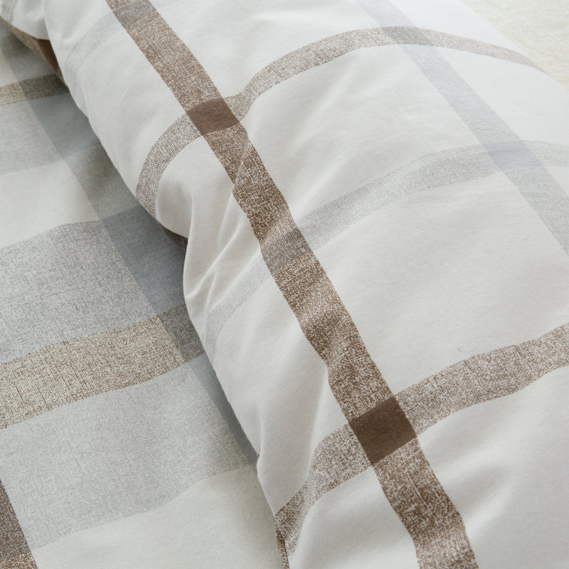 Brushed Cotton Check Duvet Cover Set, Double Duvet Cover + 2 Standard Pillowcases