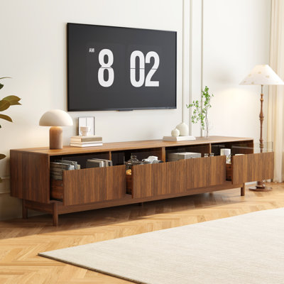 78inch Tv Stand For Living Room - Up To 85 Inch Tvs, Modern Entertainment Center With Drawers, Tv Console Table With Glass Drawers For Bedroom, Living by Latitude Run