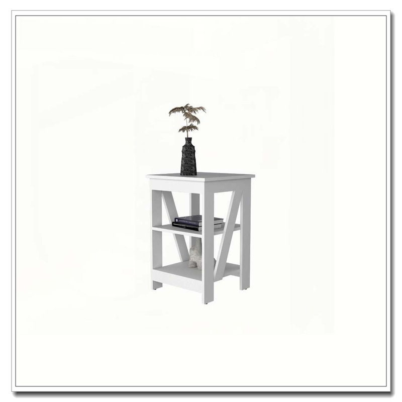 Table blanche avec 2 tablettes, Blanc