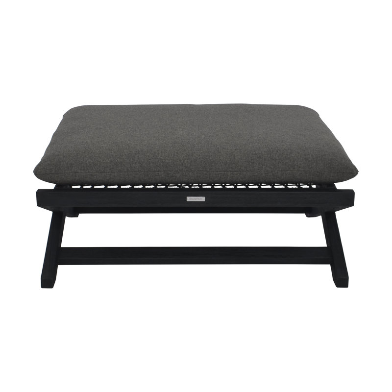 Stinson Outdoor Teak Ottoman, Gray, Black